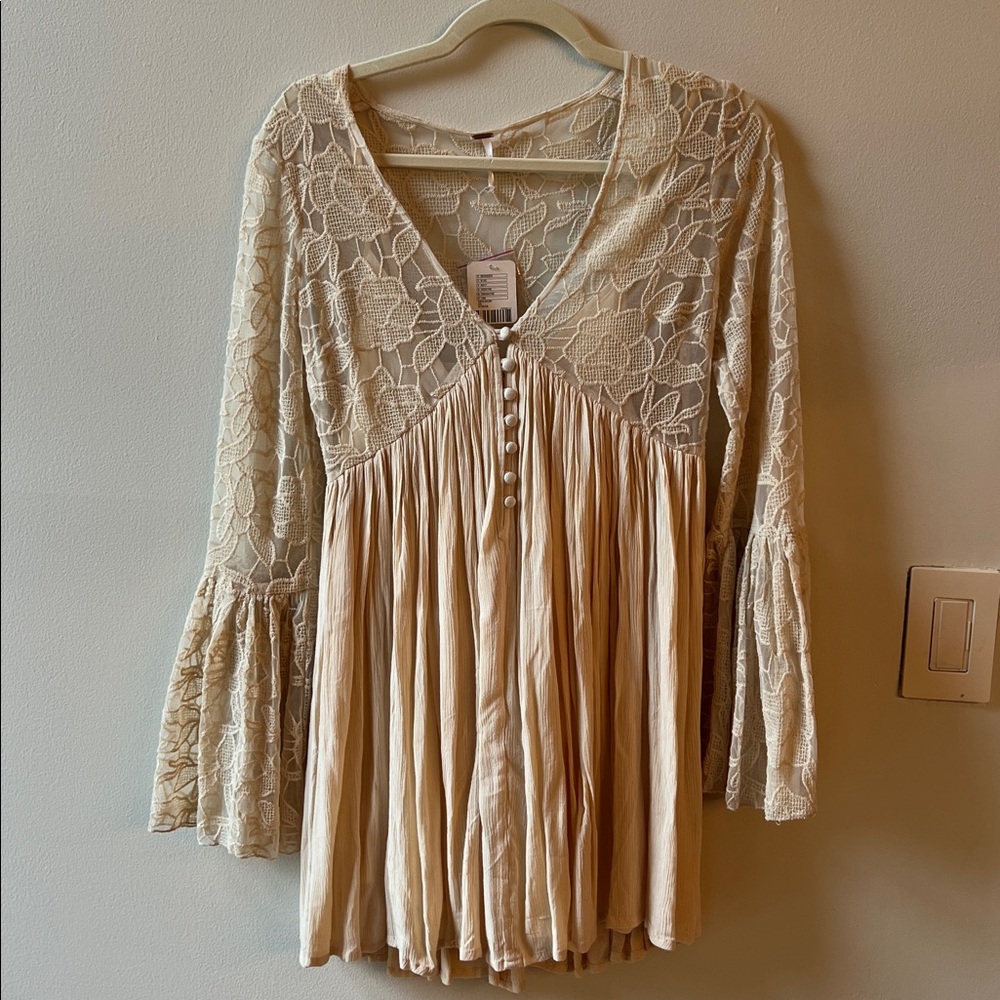 Free People Cream Lace Blouse